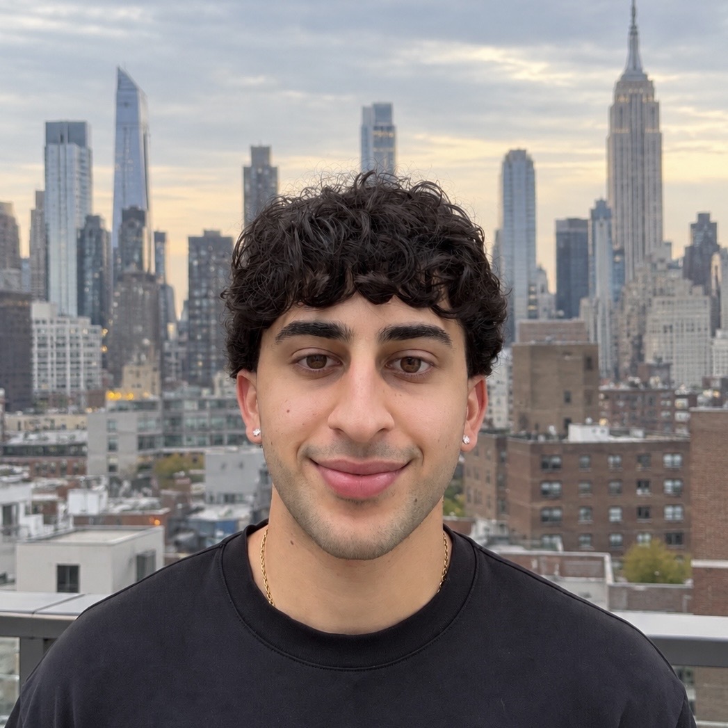 Mateen Vafa with the New York City skyline